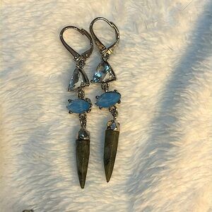Silver Dangle Earrings with Blue Topaz